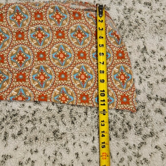 Free Shipping! Smocked Waist SZ S Slit Palazzo Leg Round Hem Printed Boho Pants - Picture 10 of 11